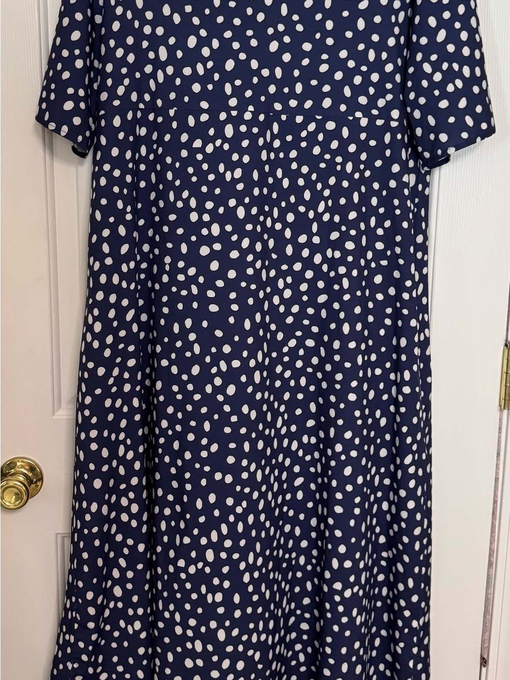 Source Unknown Navy and White Polka Dot Maxi Dress